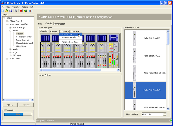 Configuring the console.