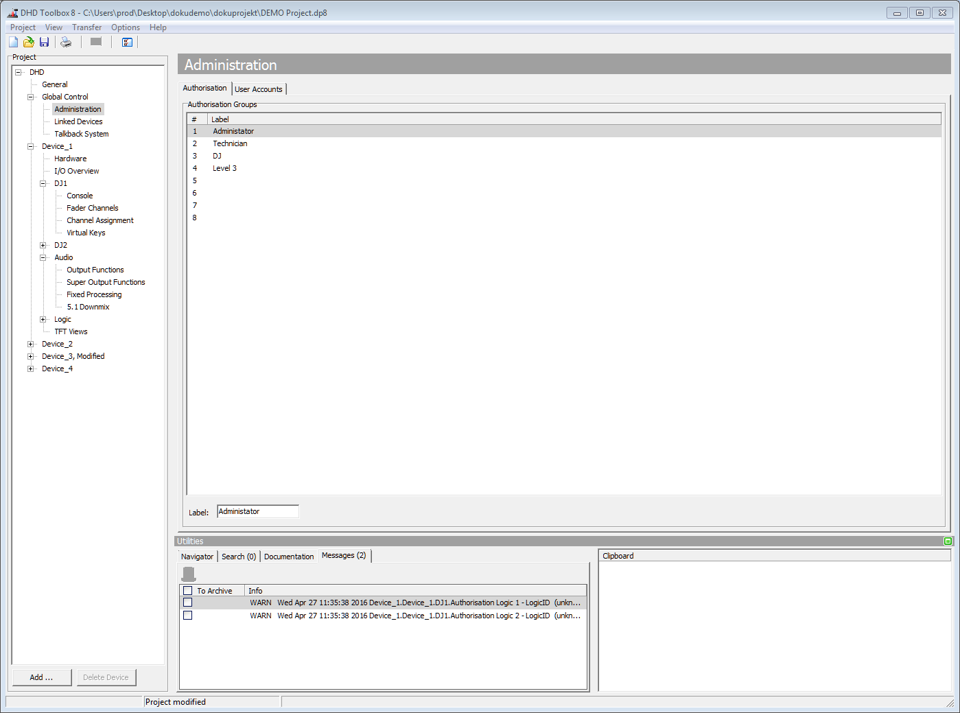 Authorisation; setting up Authorisation Groups.