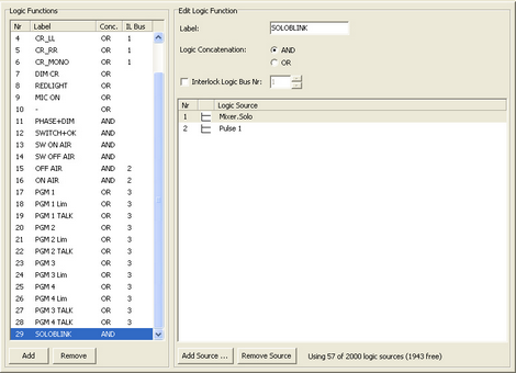 Logic functions, example for an AND concatenation.