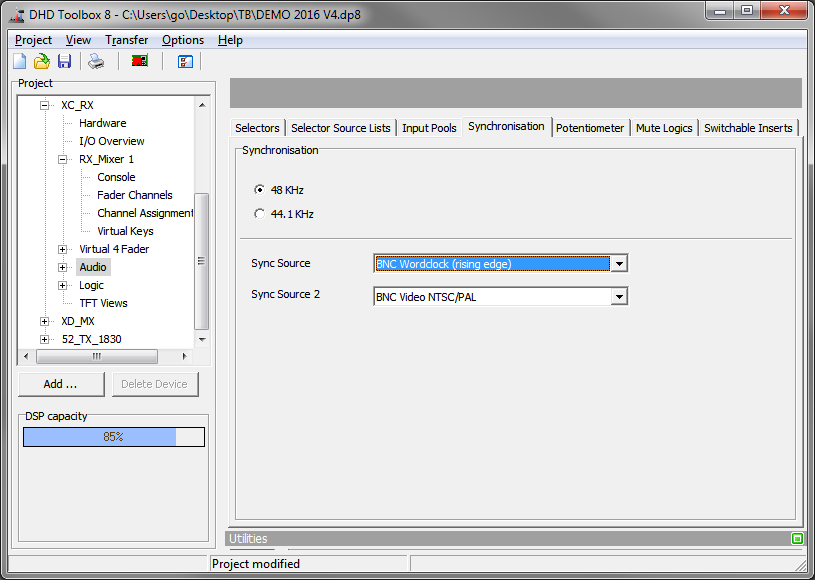 Audio - Synchronisation tab