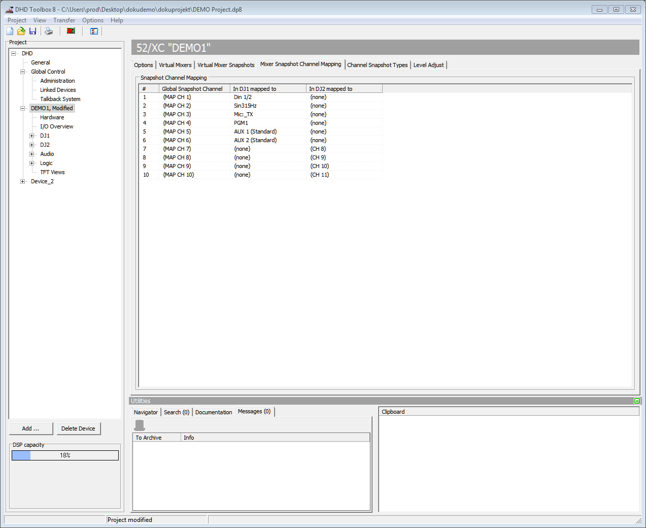 Mixer Snapshot Channel Mapping