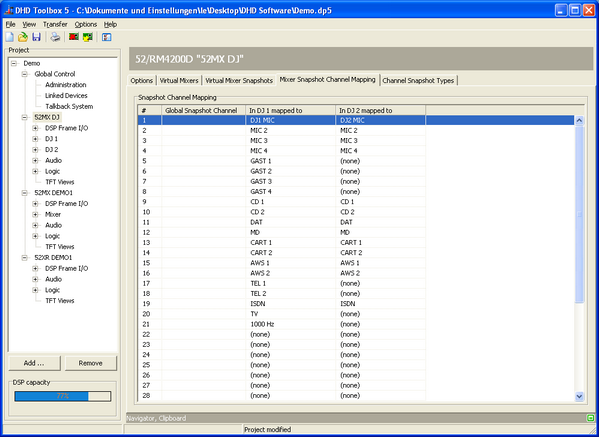 Mixer Snapshot Channel Mapping