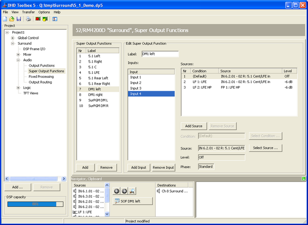 Super output functions; downmix 5.1 to stereo.