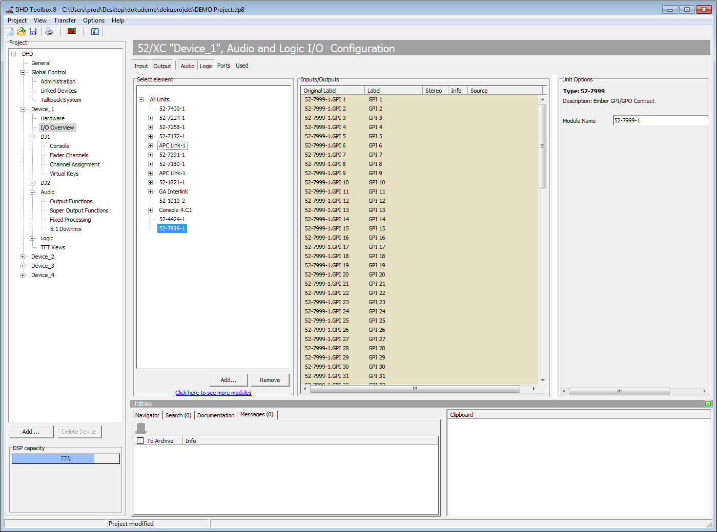 Ember+ Device in I/O Device window