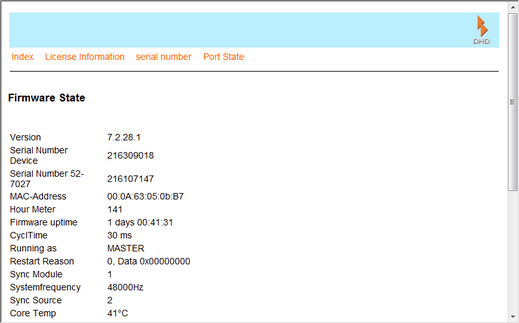 Maintenance Window - Firmware State page