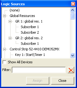 Global resources in the Logic Sources window.