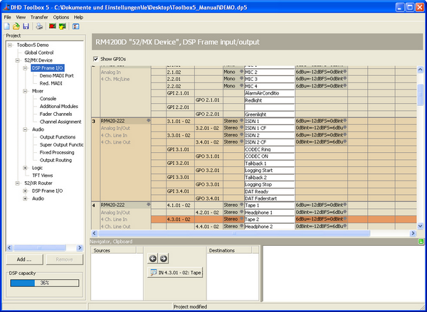 DSP Frame I/O, Configuration of the GPIOs.