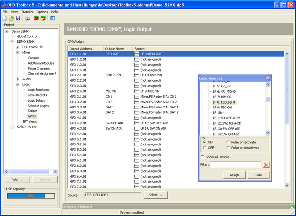 General Purpose Outputs (GPO), Connecting GPOs and logic sources.