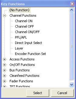 Window Key Functions, selecting key functions.