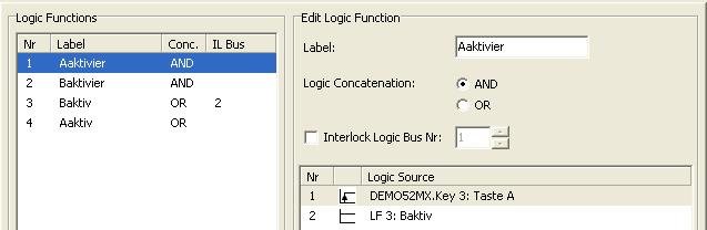 Interlock Example 4: Changing the status using two keys, logic function 1.