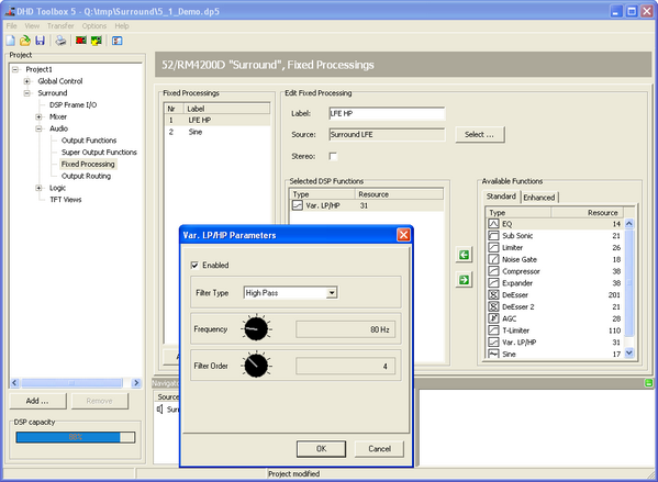 Creating a LFE high pass filter.