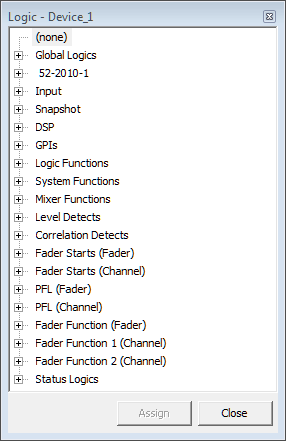 The Logic Sources window.