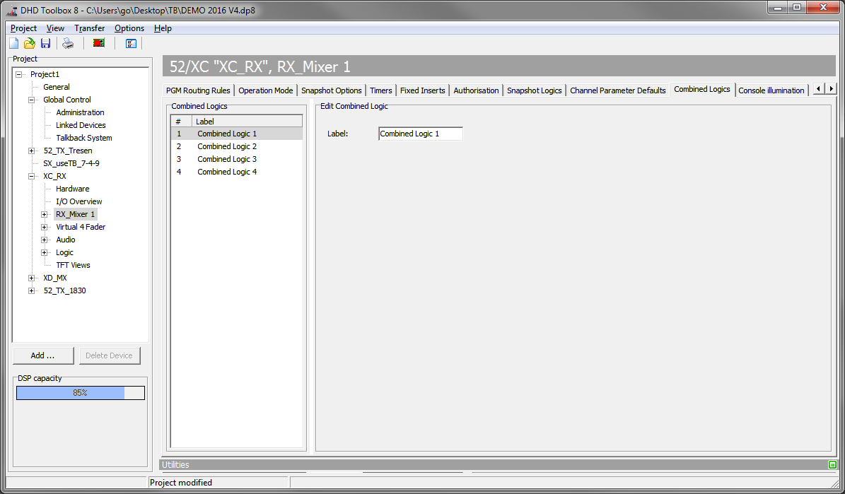 Combined Logics tab - renaming combined logics