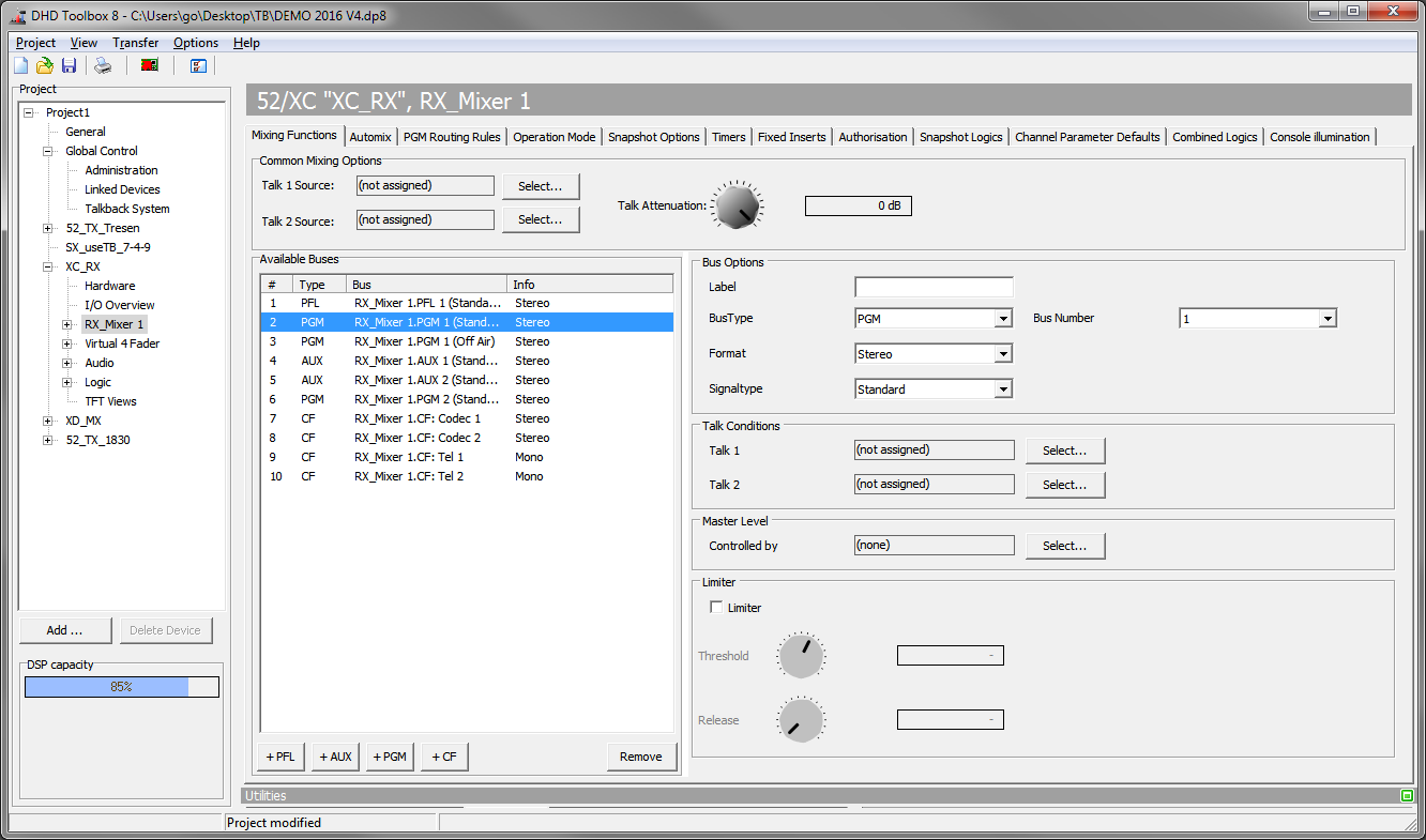 Mixing Functions tab