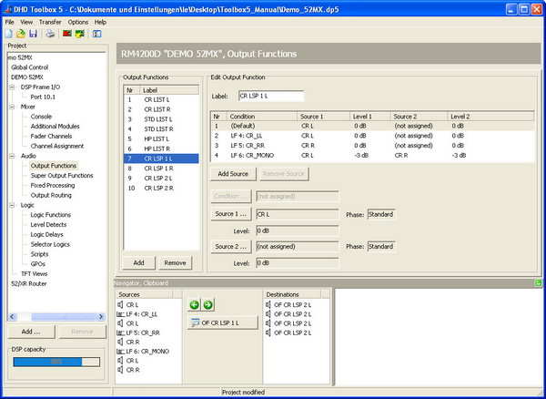 Output function CR LSP 1 L, example for navigator.
