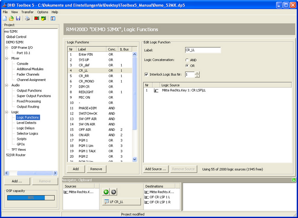 Logic function CR_LL, example of navigator.