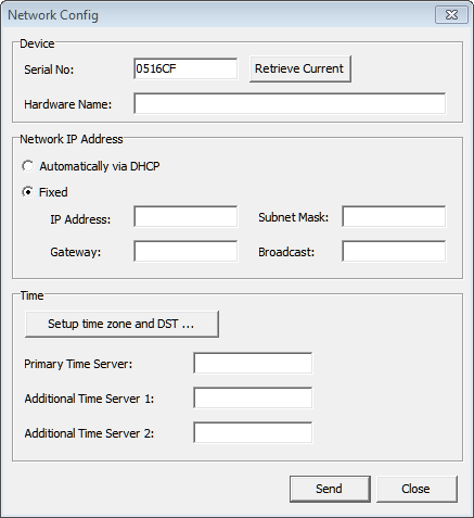 Entering the serial number of the desired device.
