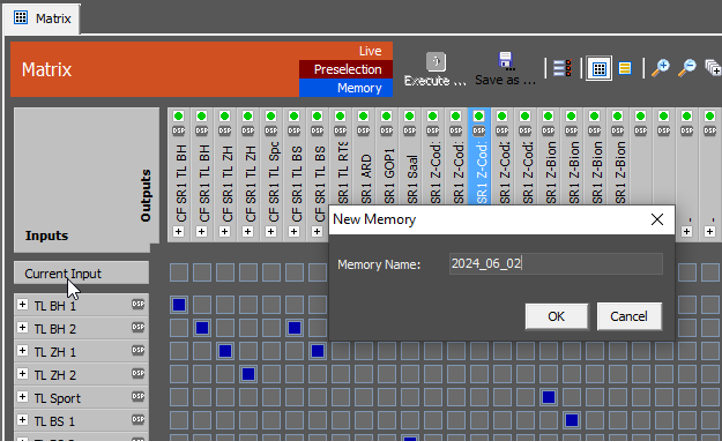 DHDOM Routing Software - A new Memory can be individually named.
