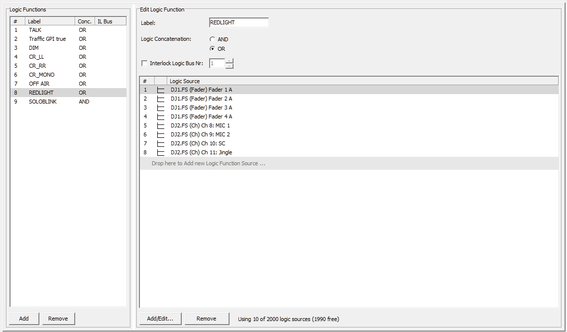 Logic functions, example for an OR concatenation.