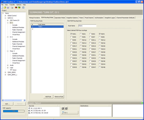 PGM Routing Rules, creating program rules.