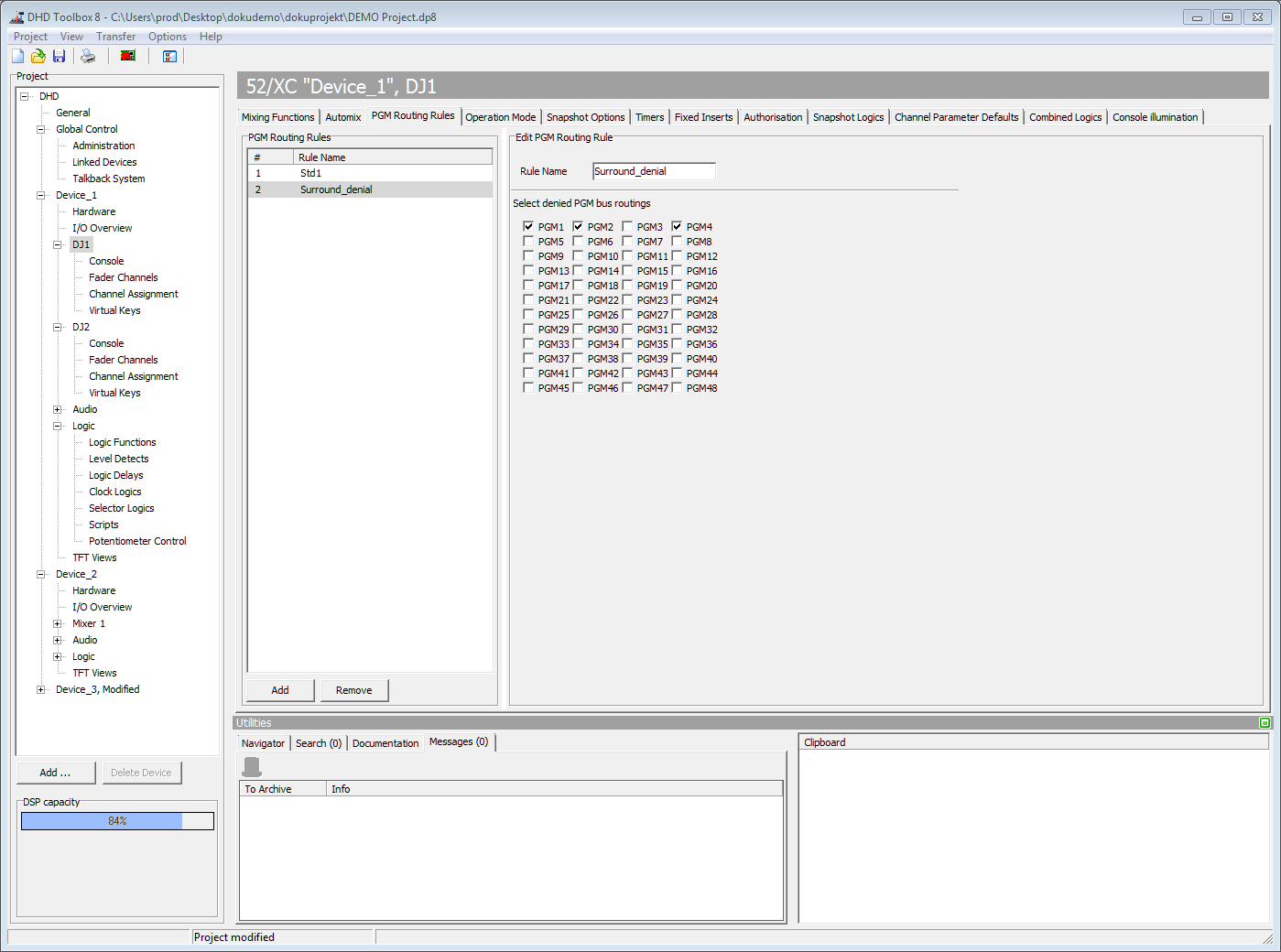 PGM Routing Rules, creating program rules.