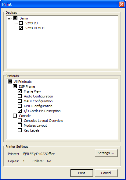 Toolbox5 Print dialog box.