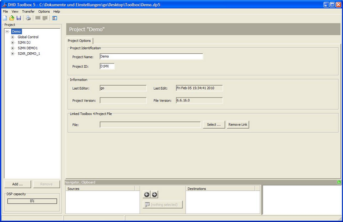 Toolbox5 Project options, general options.
