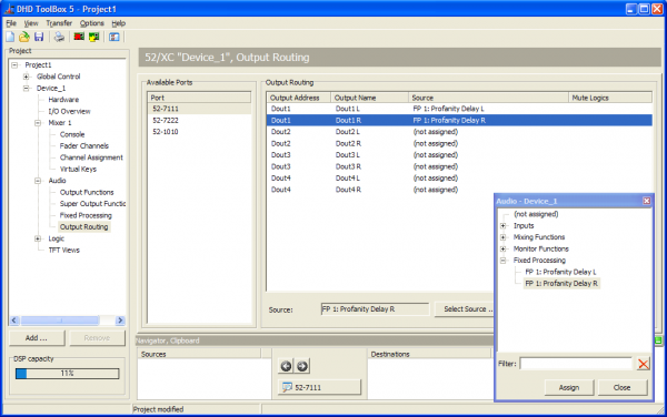 Routing of the profanity delay to an output