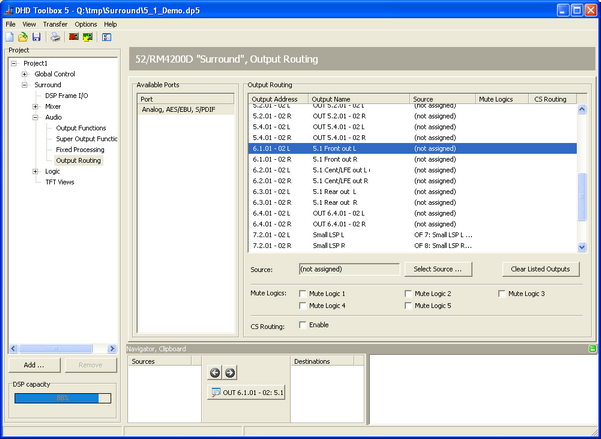 Defining surround outputs.