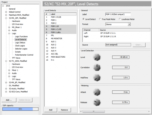 Level detects order for 5.1 meters