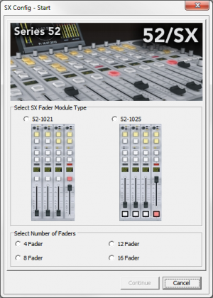 SX Config Start window