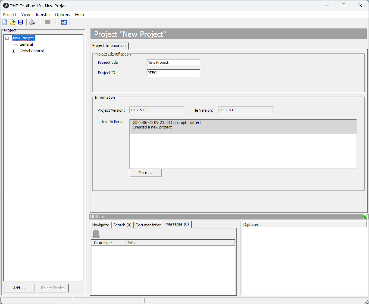 General Project settings page on <Project> Node.