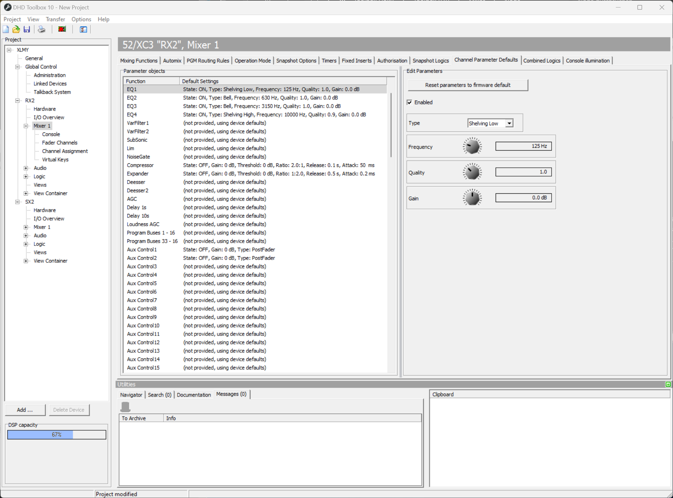 Channel Parameter Defaults tab