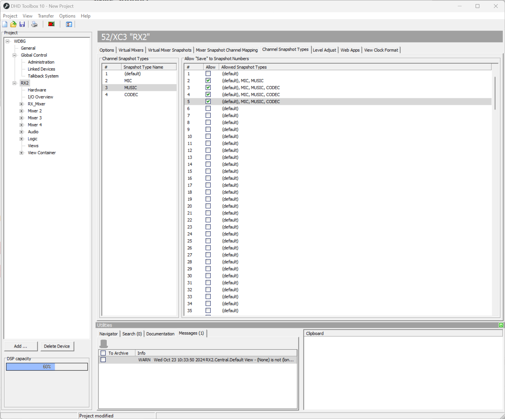 Assigning snapshot channel types to channel snapshots.