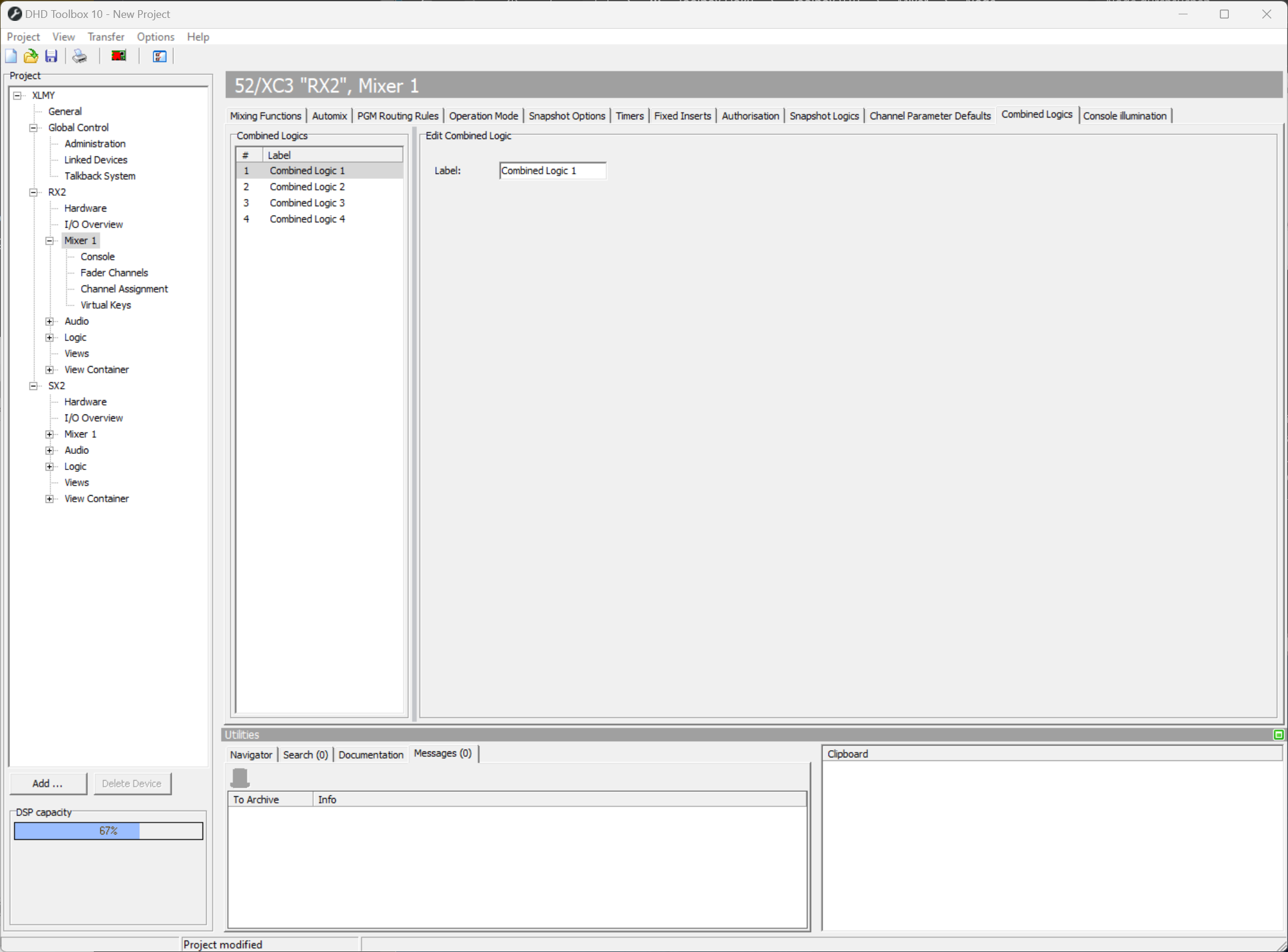 Combined Logics tab - renaming combined logics