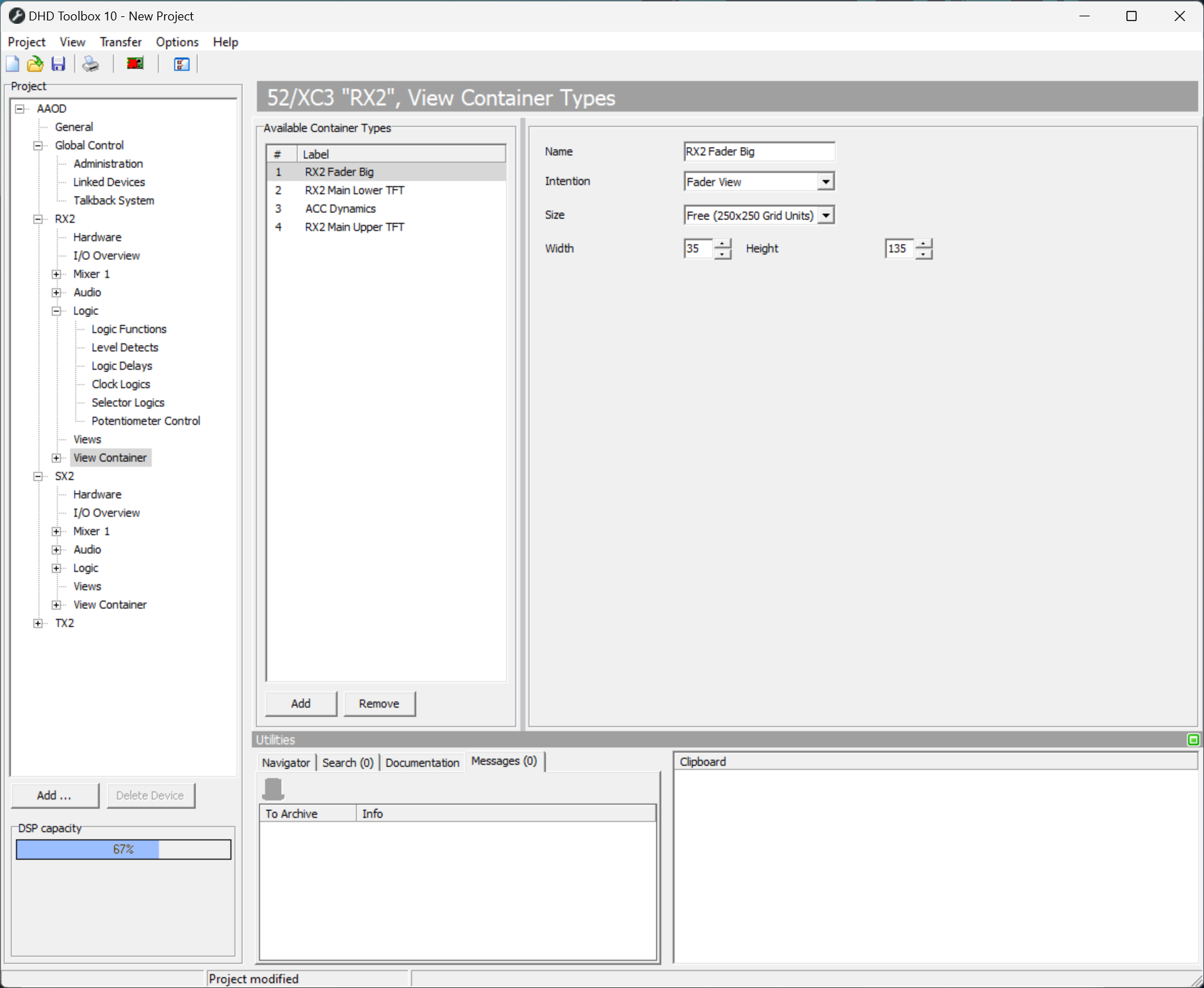 Adding a new Fader View Container