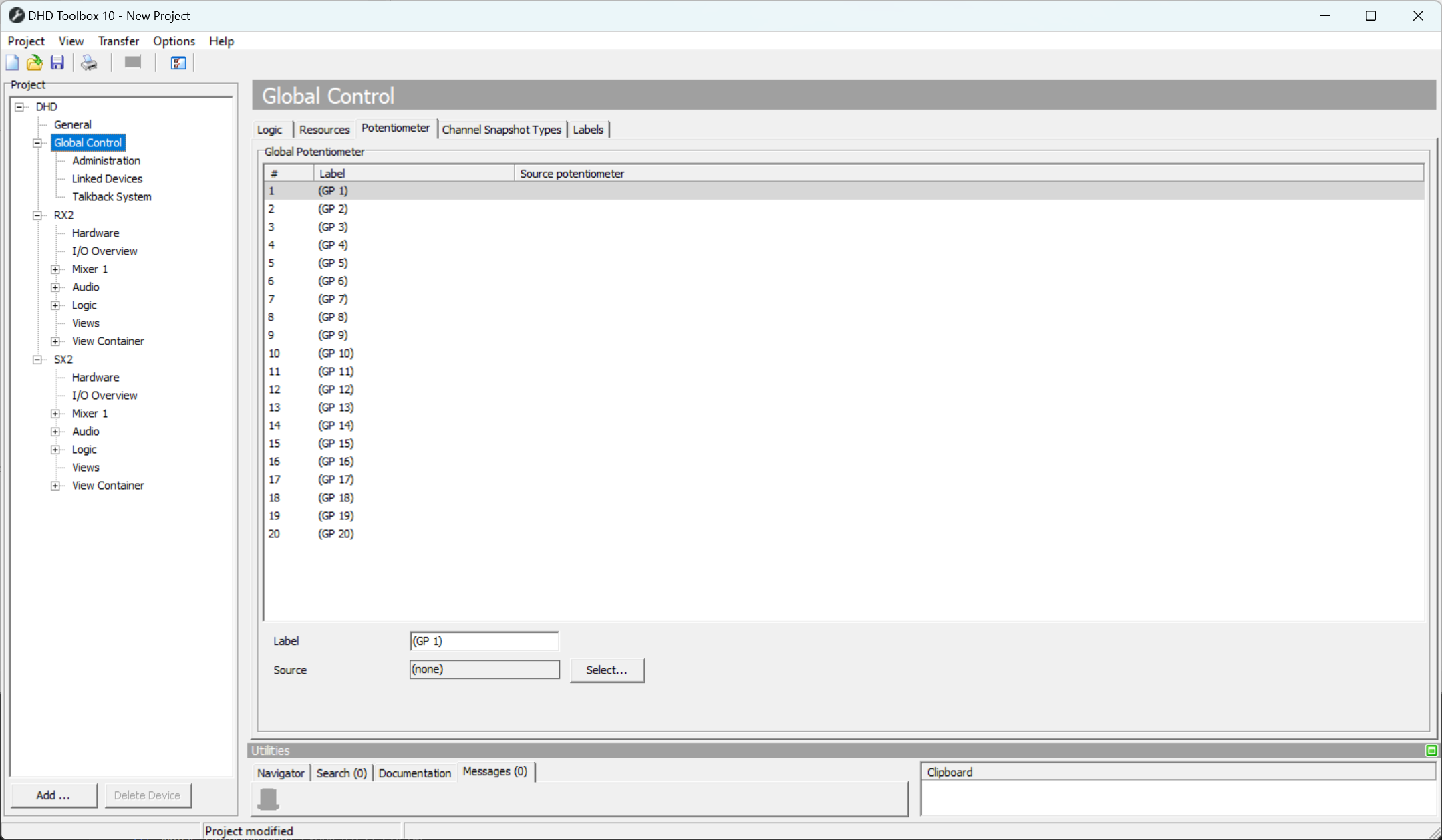 Global Control - Potentiometers