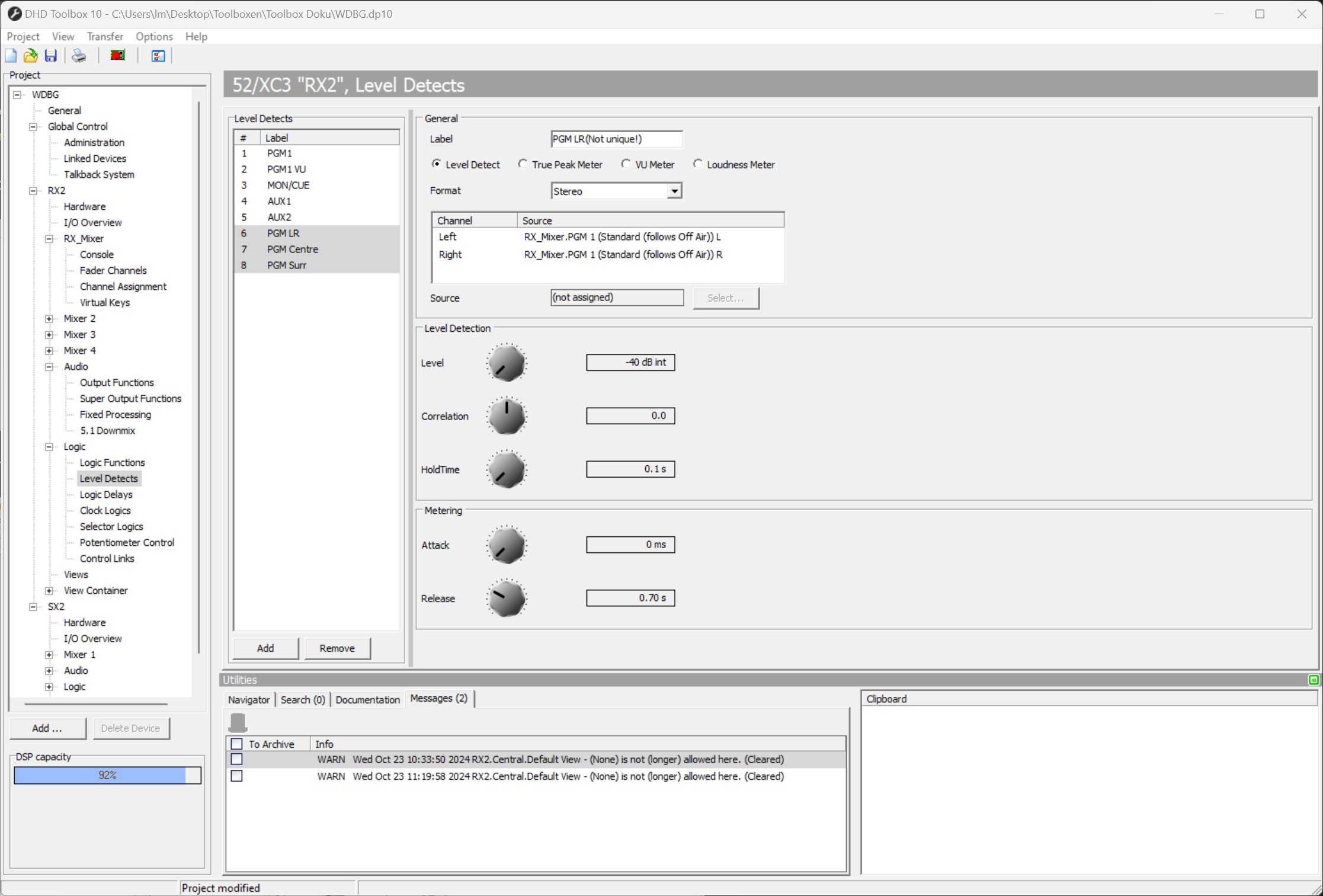 Level detects order for 5.1 meters