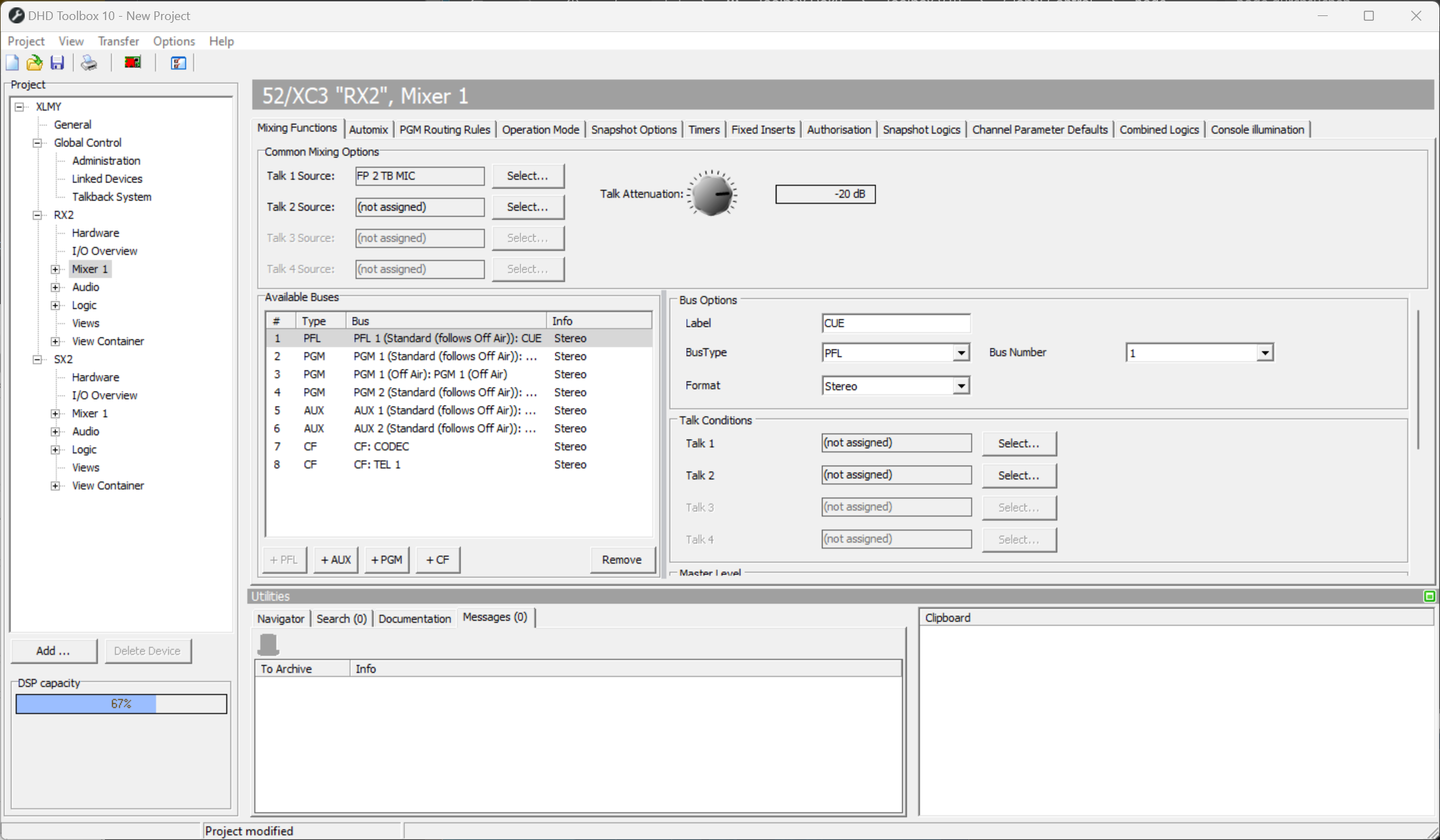 Mixing Functions tab