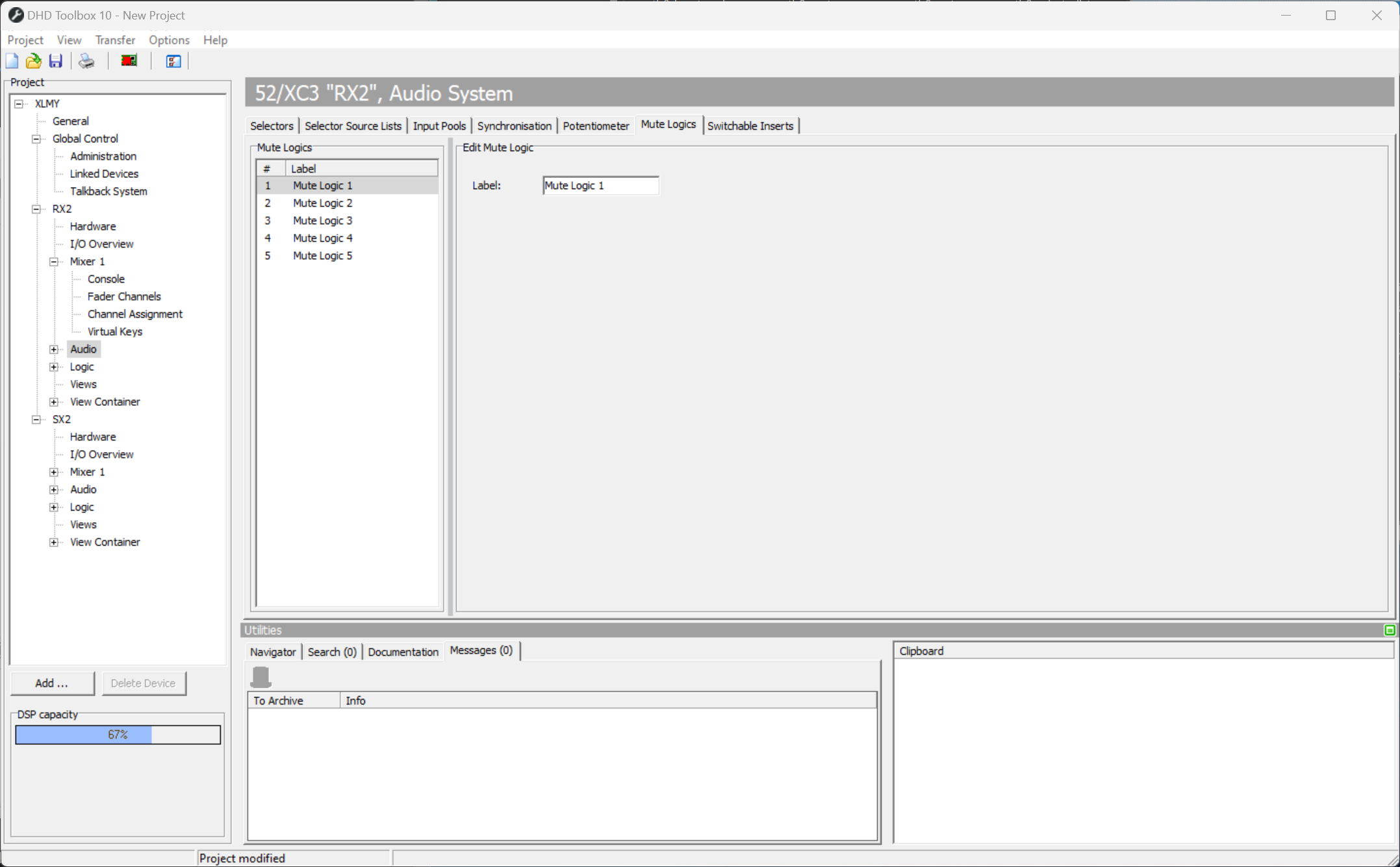 Audio - Mute Logics tab