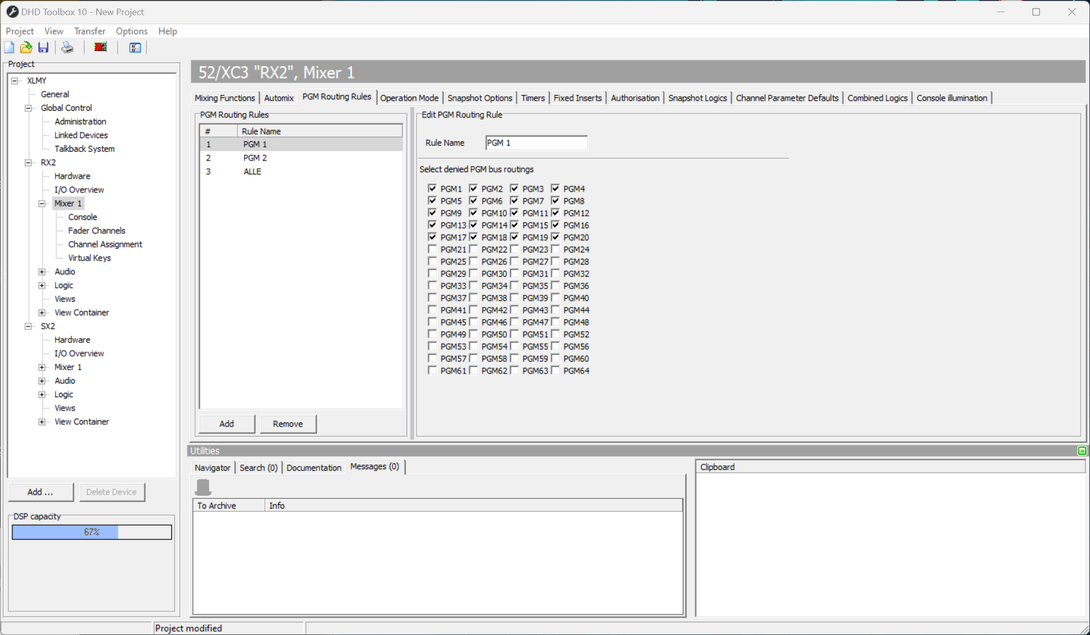 PGM Routing Rules, creating program rules.
