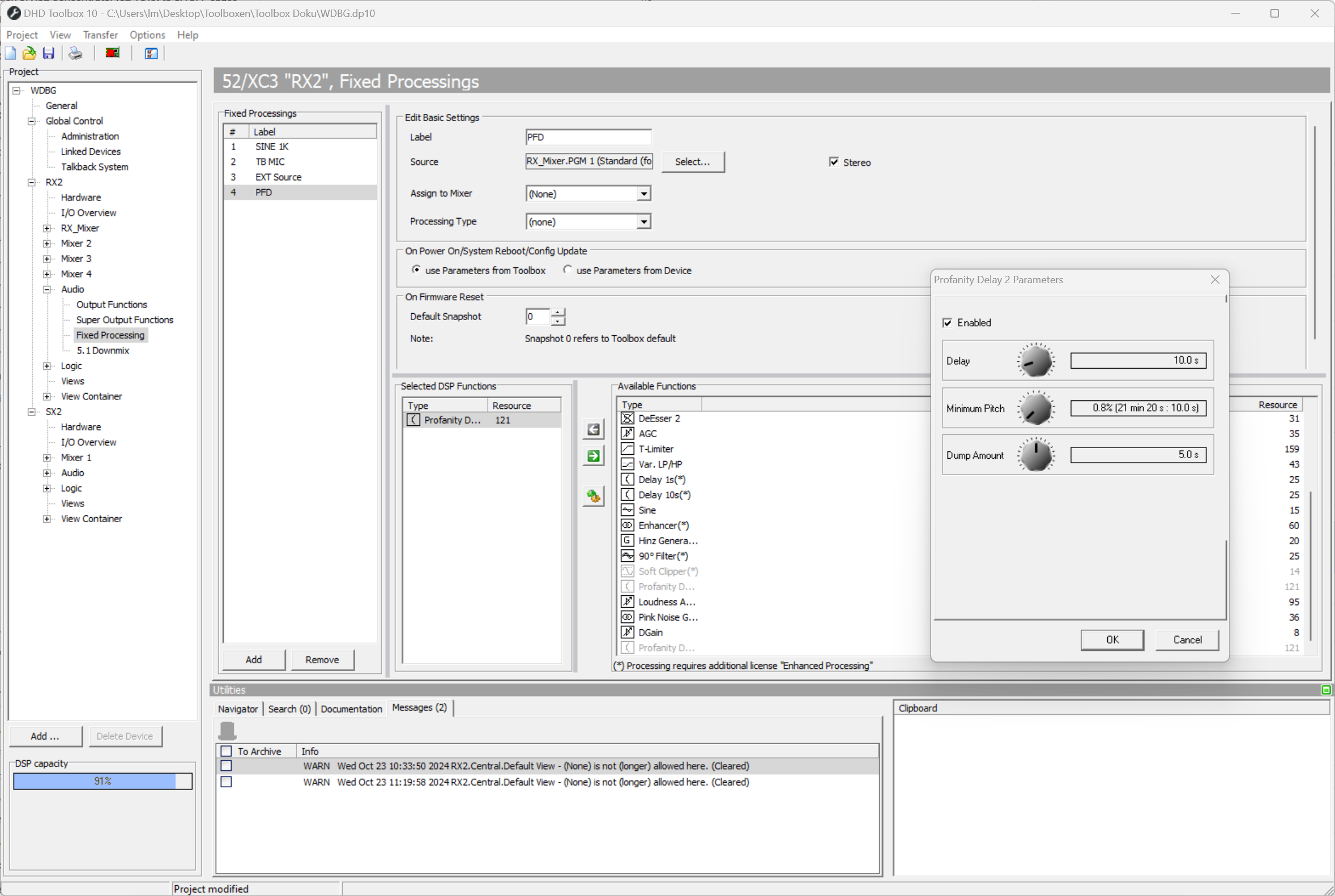 Profanity delay as Fixed Processing