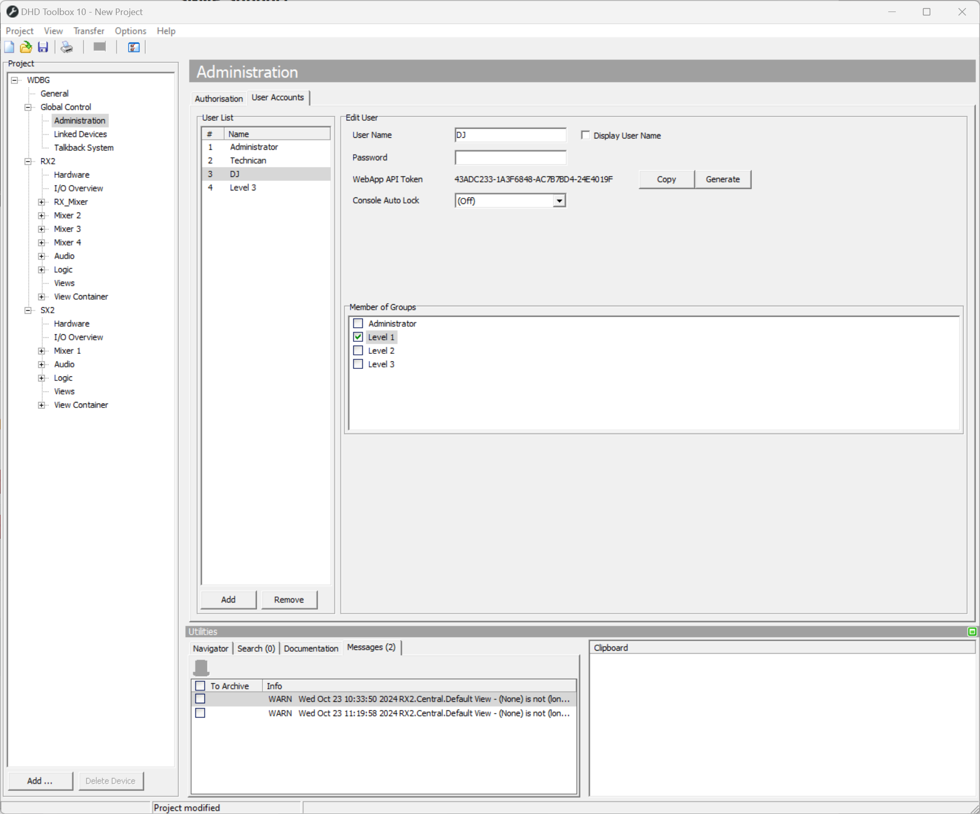 User Accounts, managing users.