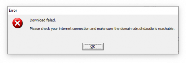 Error message: no internet connection available