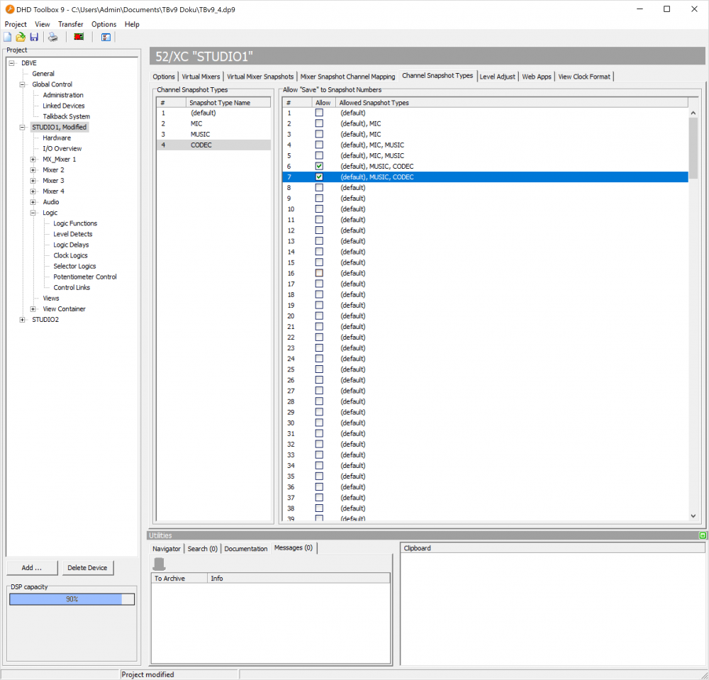 Assigning snapshot channel types to channel snapshots.