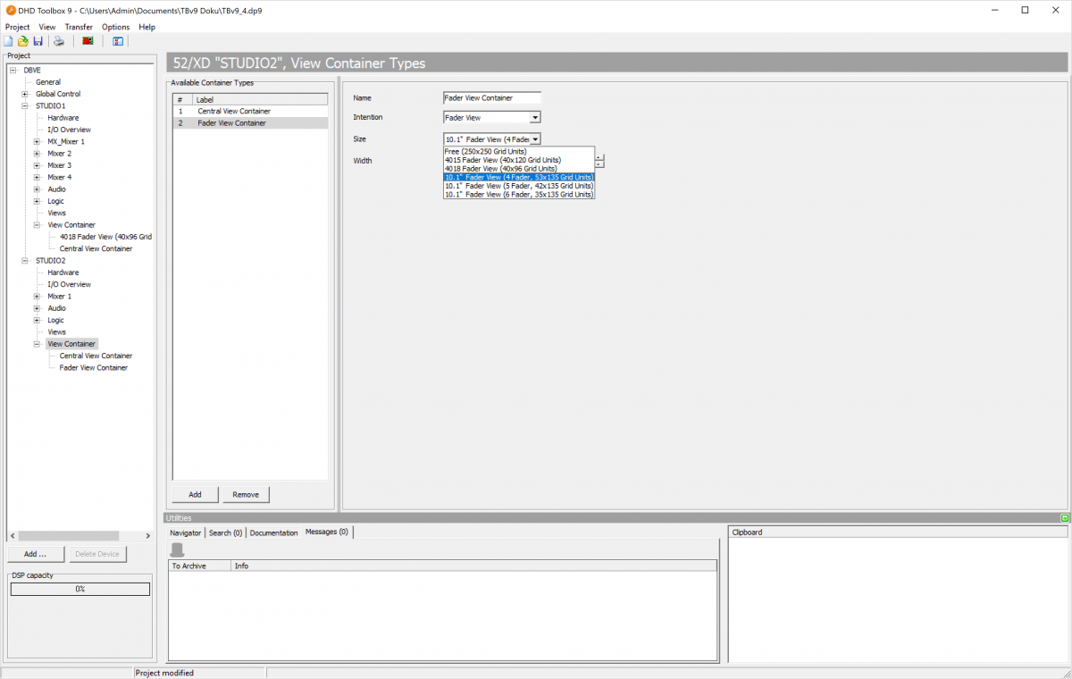 Adding a new Fader View Container