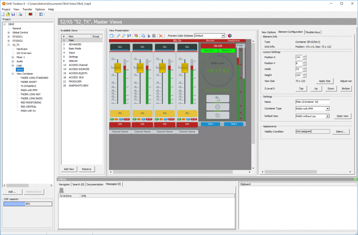 Using a view container in a view