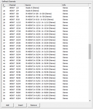 Fader Channels - Defined Channels area