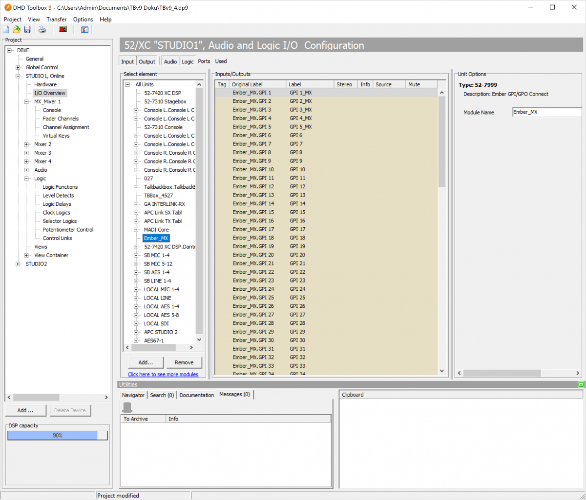 Ember+ Device in I/O Device window