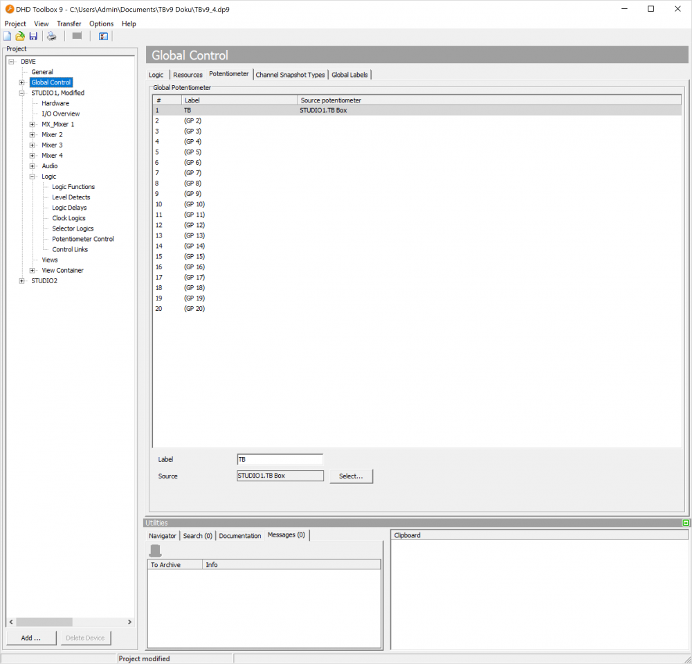 Global Control - Potentiometers